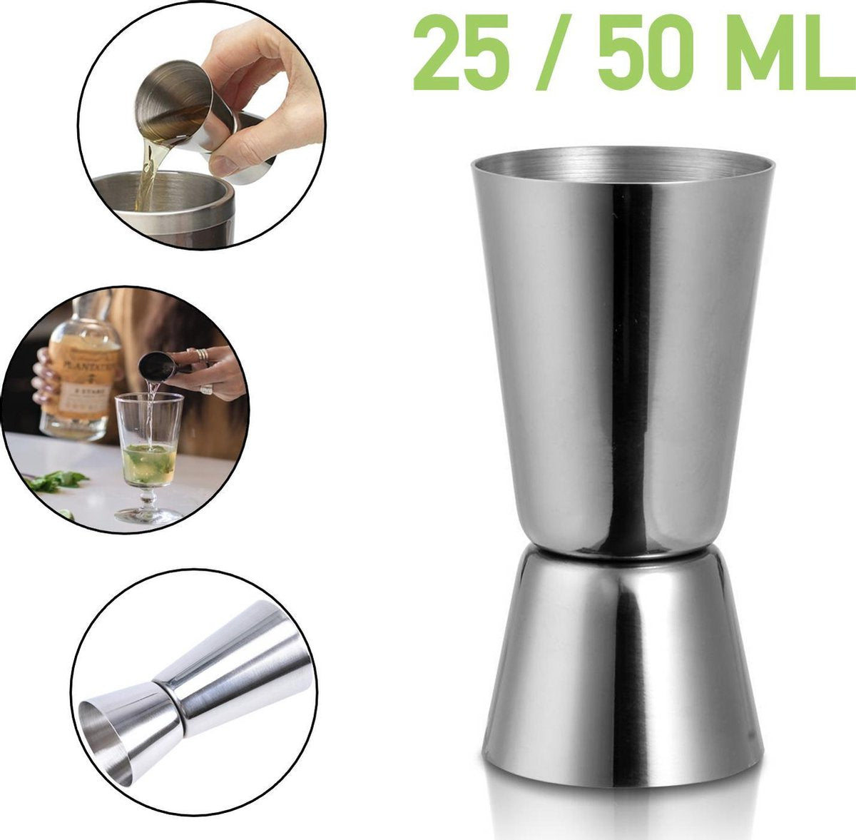 ECOSTARE - Maatbeker Cocktail - 50ml - Roestvrij Staal - Zilver