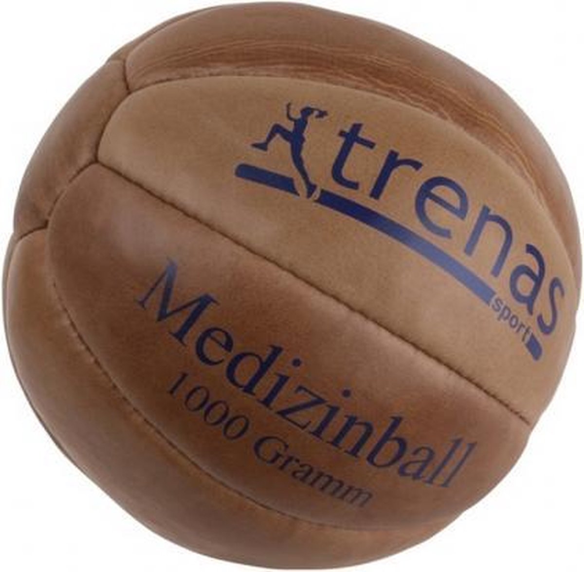 Trenas - Medicijnbal - Medicine bal - Klassische professionele medicijnbal - Leer - 1 kg - Bruin