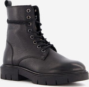 Groot leren meisjes veterboots camouflage print - Zwart - Maat 33