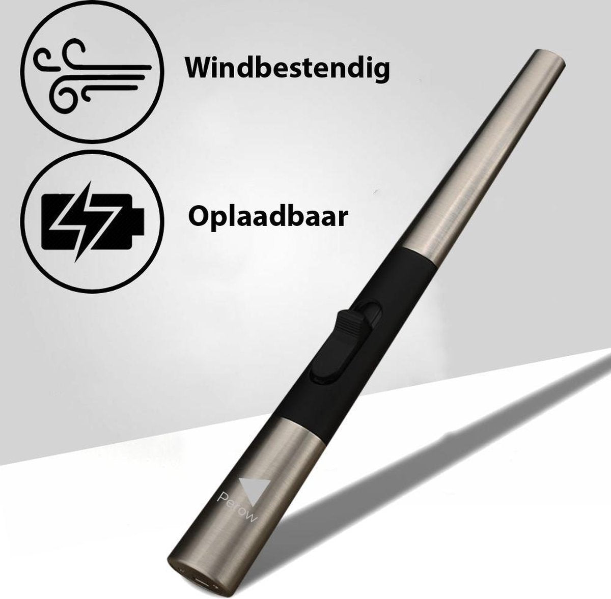 Oplaadbare Lange Elektrische Aansteker  - Duurzame Plasma Aansteker – Luxe Aansteker - Inclusief Cadeauverpakking - BBQ – Kaarsen - Grijs