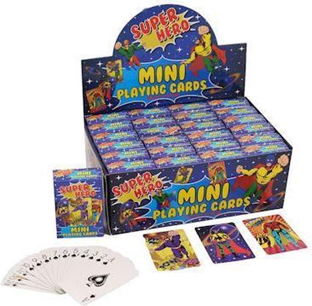 Uitdeelcadeautjes - Mini Speelkaarten - Model: Super Hero in Display (24 stuks)