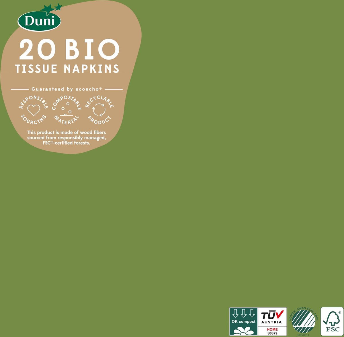 Duni Servetten Leaf 3-laags 33 X 33 Cm Groen 20 Stuks