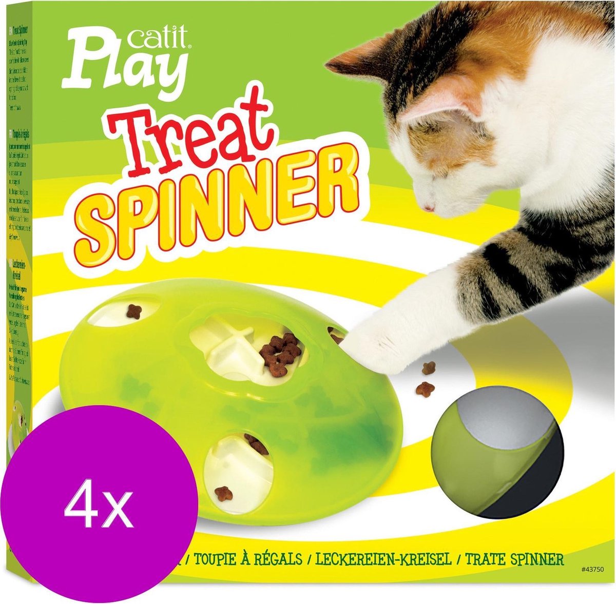 Catit Play Treat Spinner - Kattenspeelgoed - 4 x 19.5 x 19.5 x 5.8 cm Wit Groen
