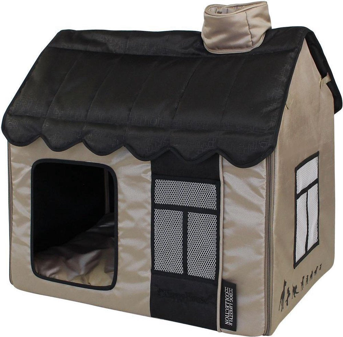 Villa Dog Lifestyle (M) Taupe / Zwart 62 x 42 x 59 cm