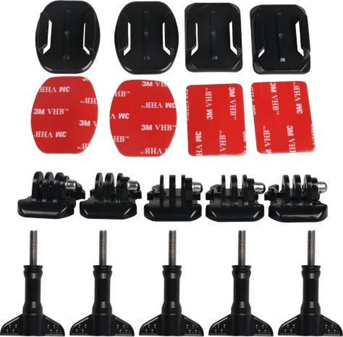 PRO SERIES 18-in-1 Accessories Kit Curved&Flat Mount voor GoPro / DJI OSMO & ActionCam