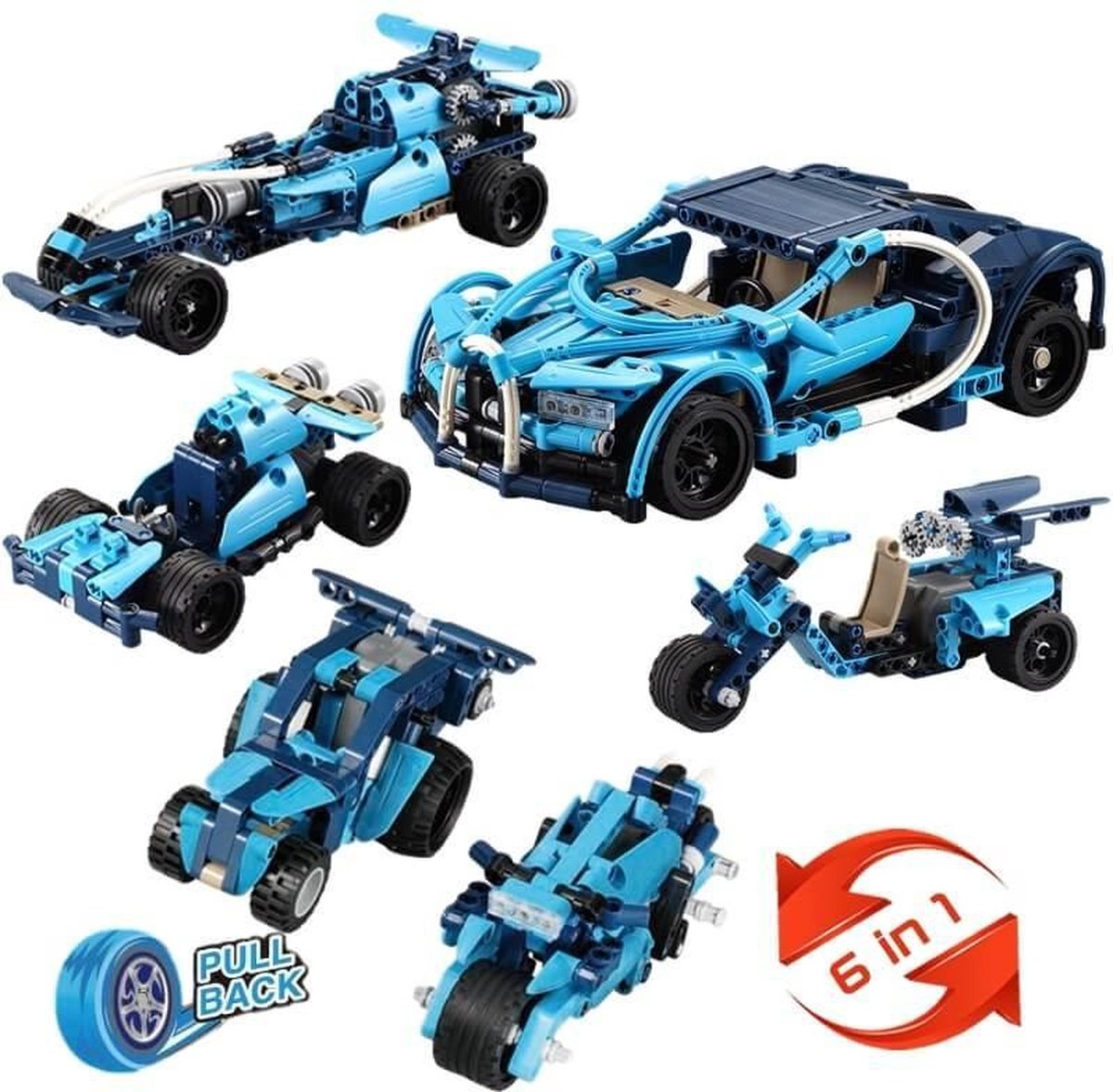 Cada bricks technische bouwdoos - Pull back auto 6 in 1 bouwpakket