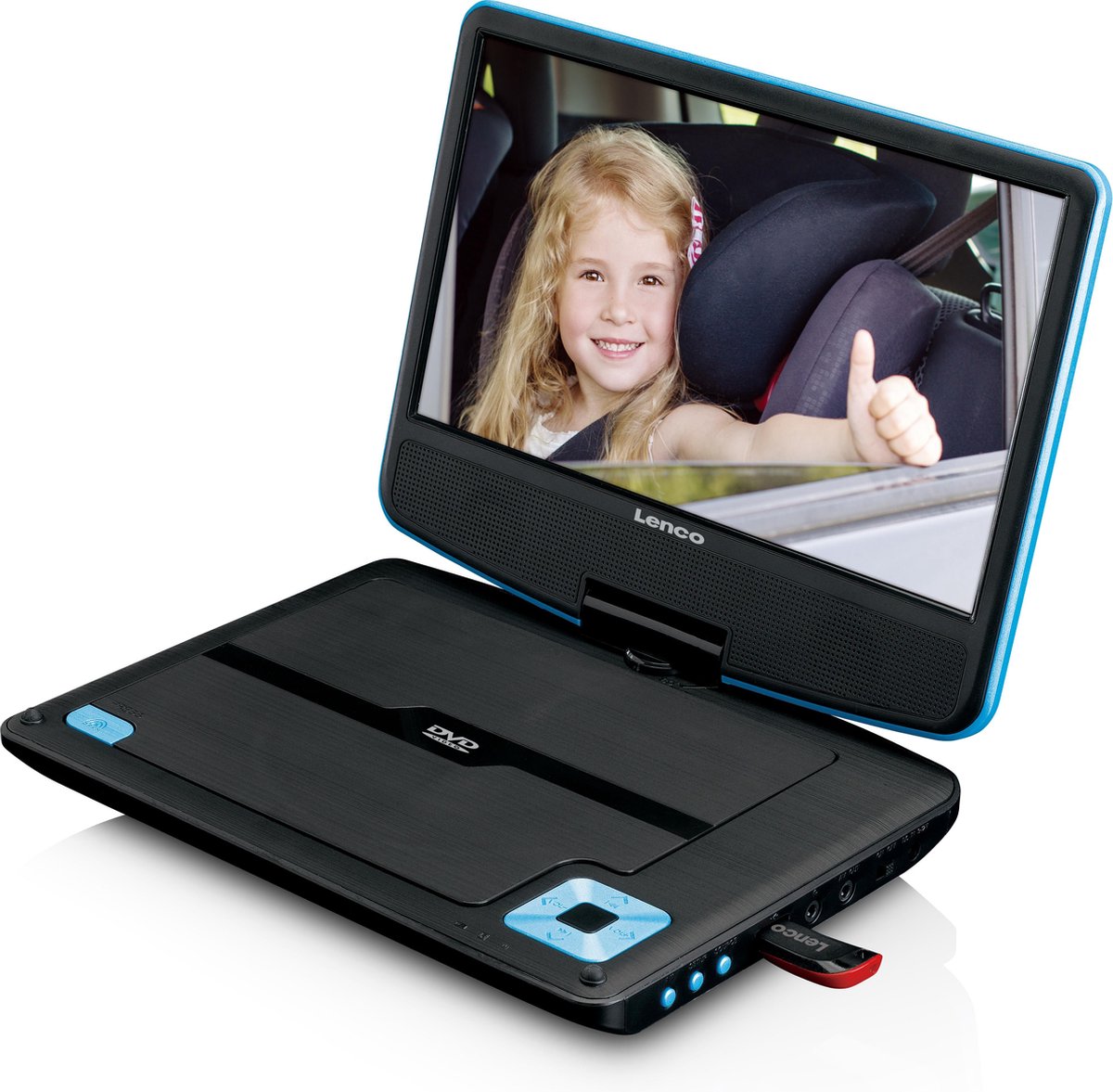 Lenco DVP-920 - Draagbare DVD-speler met koptelefoon en autobeugel - Blauw/Zwart