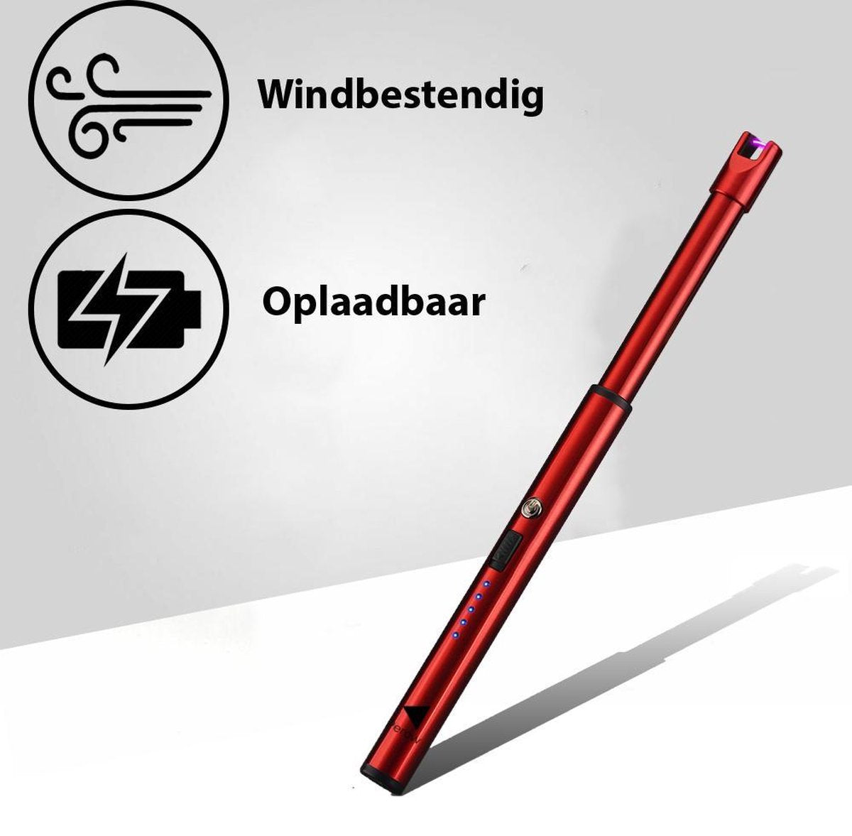 Oplaadbare Lange Dunne Elektrische Aansteker - Duurzame Plasma Aansteker - Inclusief Cadeauverpakking - BBQ – Kaarsen – Rood