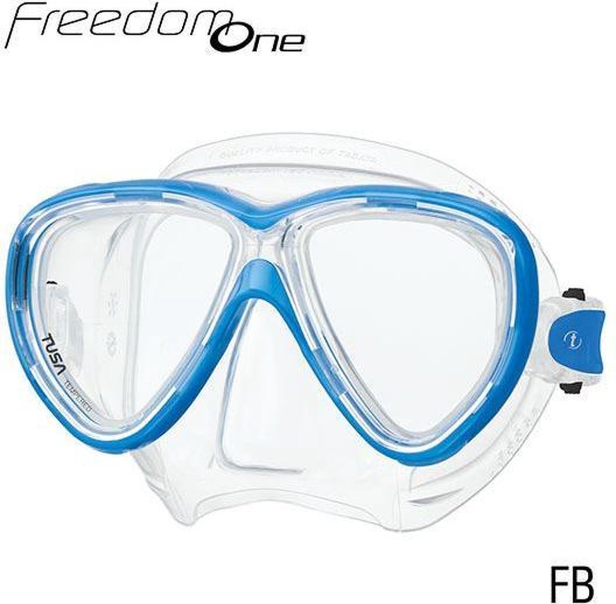 Tusa Freedom one Masker helder siliconen met fuchsia blauw frame