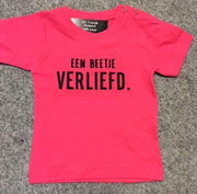 Baby shirt met opdruk ''een beetje verliefd'' maat 80 roze