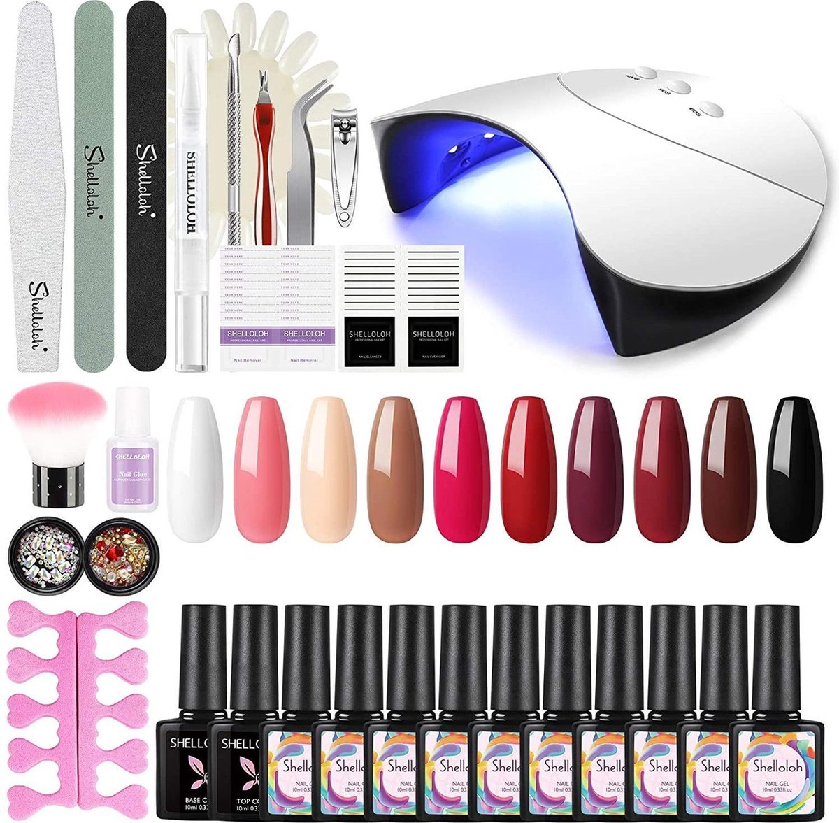 Shelloloh Nagellak-set uv gel 10 Kleuren met 36W UV LED lamp 10ml Gel Nagel Kleuren Nagel ontwerp uv Nagellak Manicure set Nagelstudio set