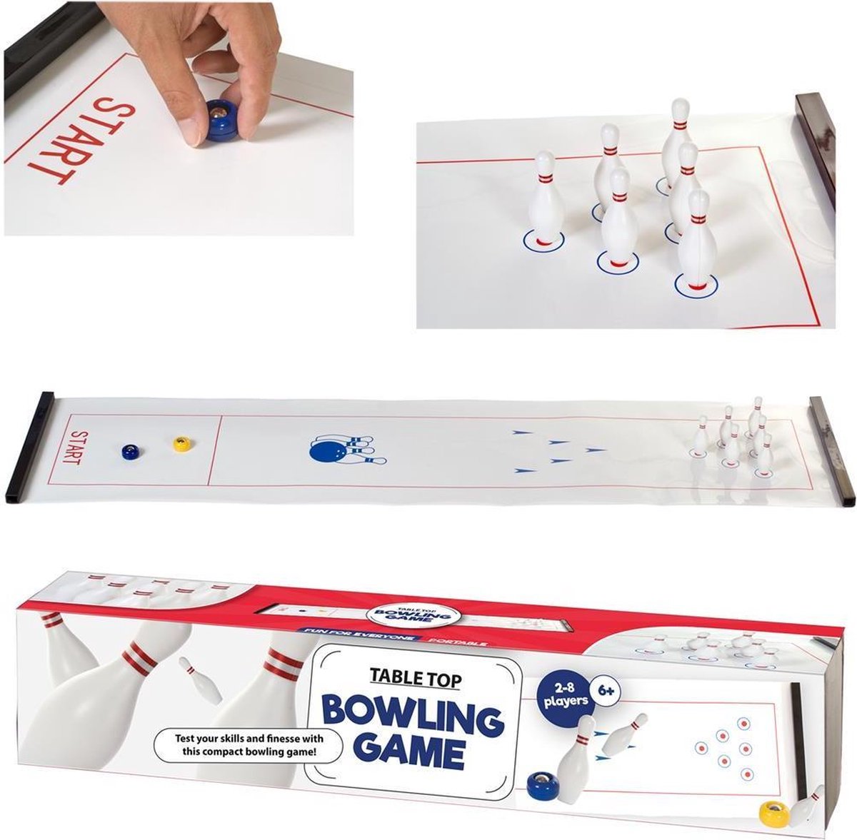 Basic Tafel-Bowling met 6 Kegels en 2 Bowlingstenen