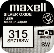 MAXELL 315 / SR716SW zilveroxide knoopcel horlogebatterij 2 (twee) stuks