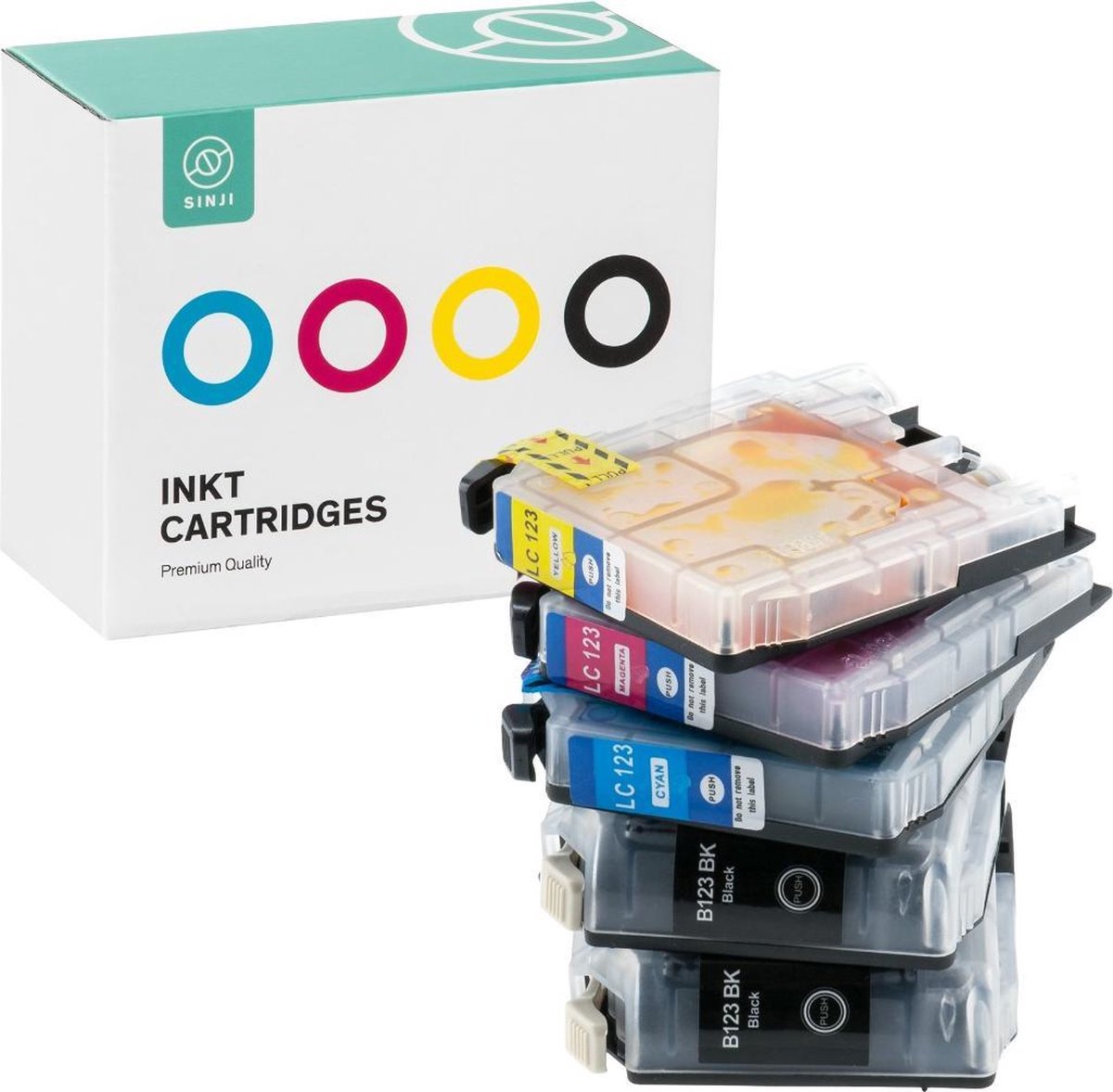 Sinji Inktcartidge voor Brother LC-123 - Zwart/Cyaan/Magenta/Geel - Hoge capaciteit