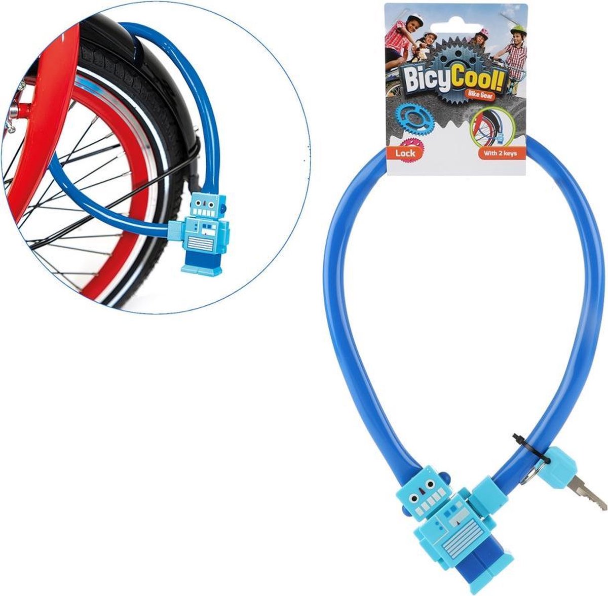 BicyCool Robot-Fietsslot + 2 Sleutels Blauw