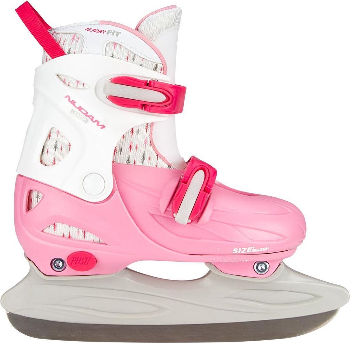 Nijdam Kunstschaats Meisjes Verstelbaar - Hardboot - Roze/Fuchsia/Grijs - 30-33
