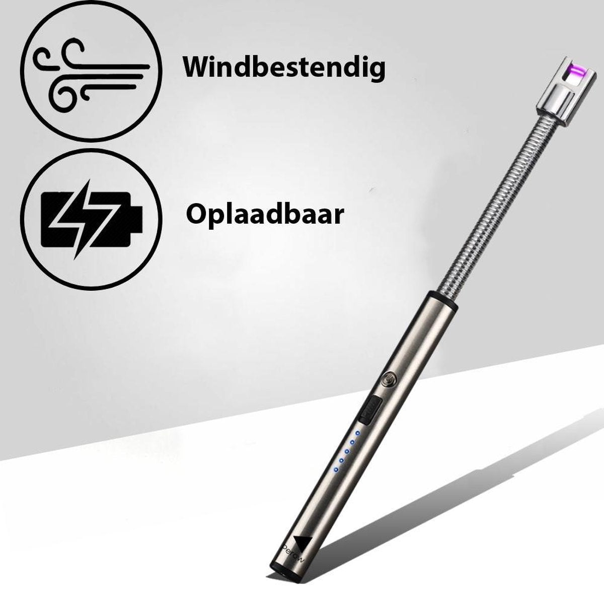 Oplaadbare Lange Elektrische Aansteker Buigbaar - Buigbare Aansteker - Duurzame Plasma Aansteker - Inclusief Cadeauverpakking - BBQ – Kaarsen – Zilver
