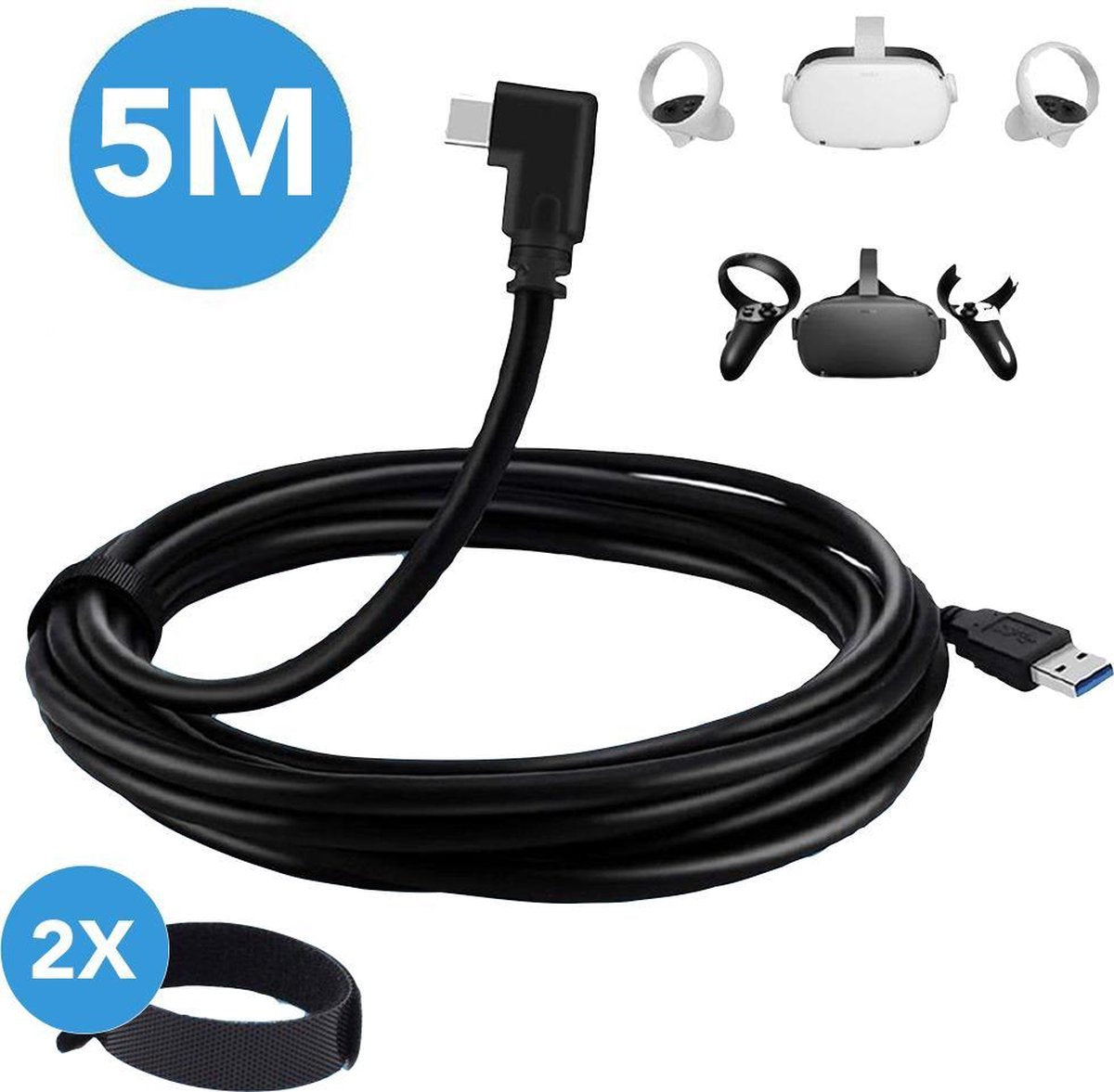 Oculus Quest 2 Link kabel - 5 meter - USB 3.0 naar USB C - Voor Quest en Quest 2 VR bril