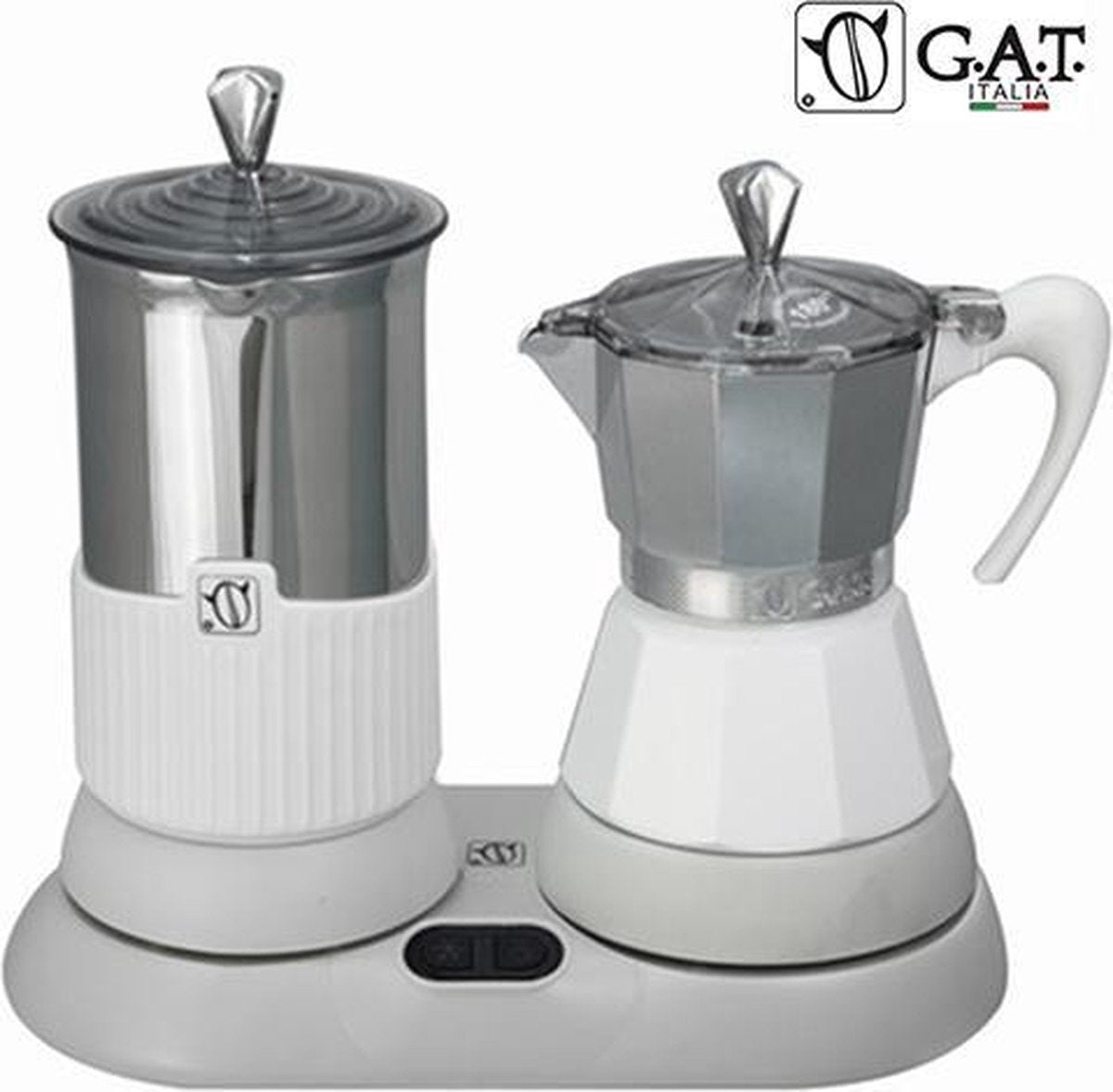 G.A.T. Italia Gatpuccino Wit Elektrische Percolator met Melkopschuimer - 4 kops - 200ml