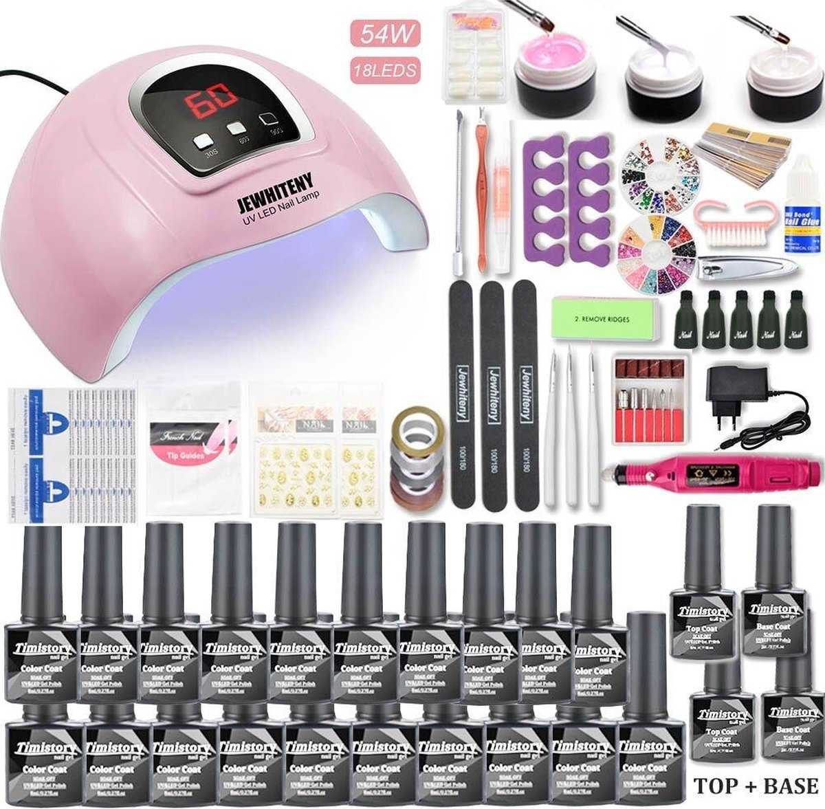 Nagellak Set - Nagellakset - Kit -114W Uv Led Lamp - Elektrische Manicureset - 35000 Rpm Nagel frees - Manicure Set - gereedschap - Nagel Kit