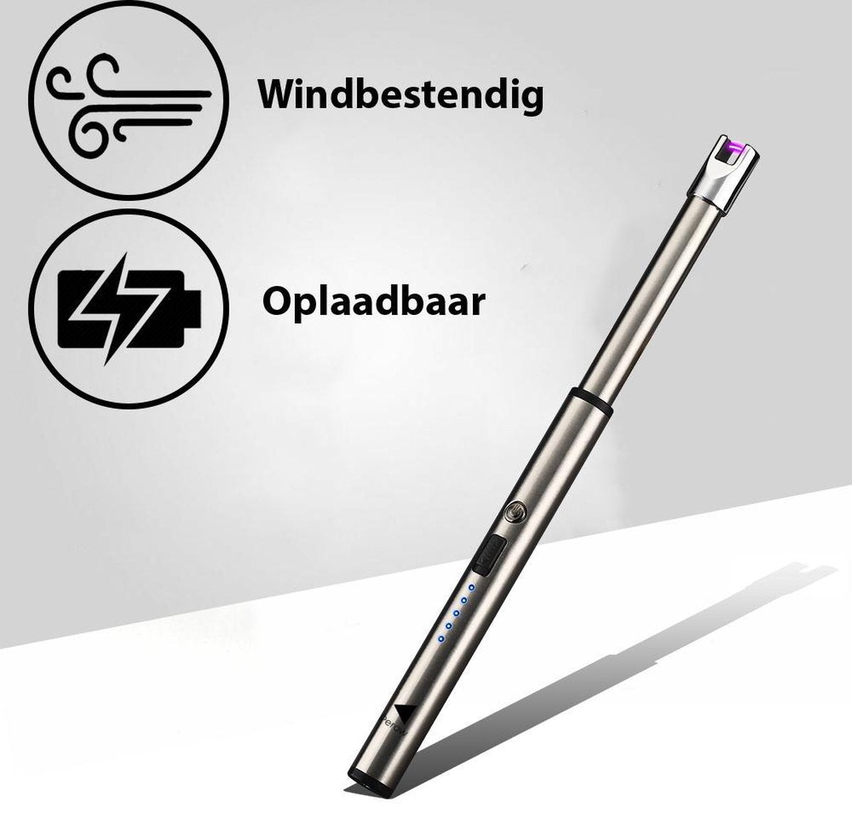 Oplaadbare Lange Dunne Elektrische Aansteker - Duurzame Plasma Aansteker - Inclusief Cadeauverpakking - BBQ – Kaarsen – Zilver