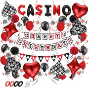 Fissaly® 66 Stuks Las Vegas Casino Decoratie set – Poker Verjaardag Feest Versiering – Feestdecoratie