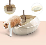 Design Kattenbak – Open – kattenmand – met schep en zeef - beige
