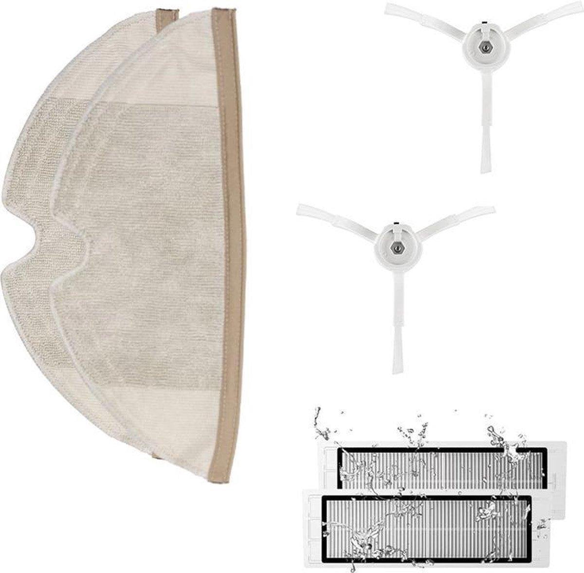 Robot Vacuüm en Roborock S5 | S5 max | S6 Hoog efficiënte Filters (2stuks) + Zijborstelset (2 Stuks) + Mop (2stuks)