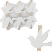 Mini wasknijpertjes Duif wit 6 stuks