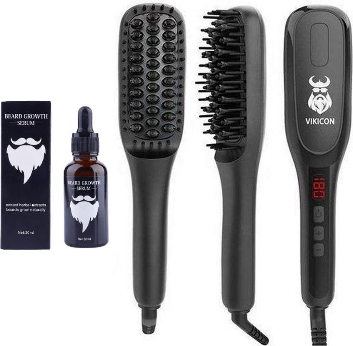 Vikicon Keramische Baardstijler - Zwart met Coating + Baard olie groei serum