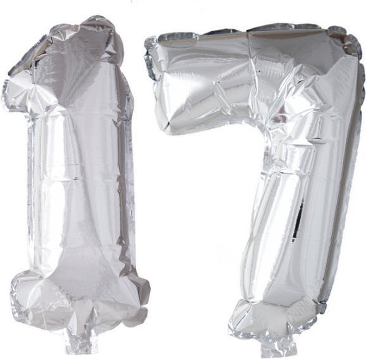 Folieballon 17 jaar zilver 41cm