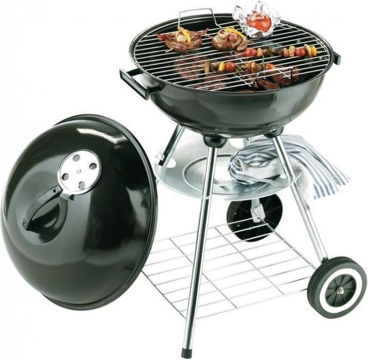 Apollo - BBQ Houtskool Barbecue - Grilloppervlak Ø 45 cm - Met Gereedschap - Zwart Kogel