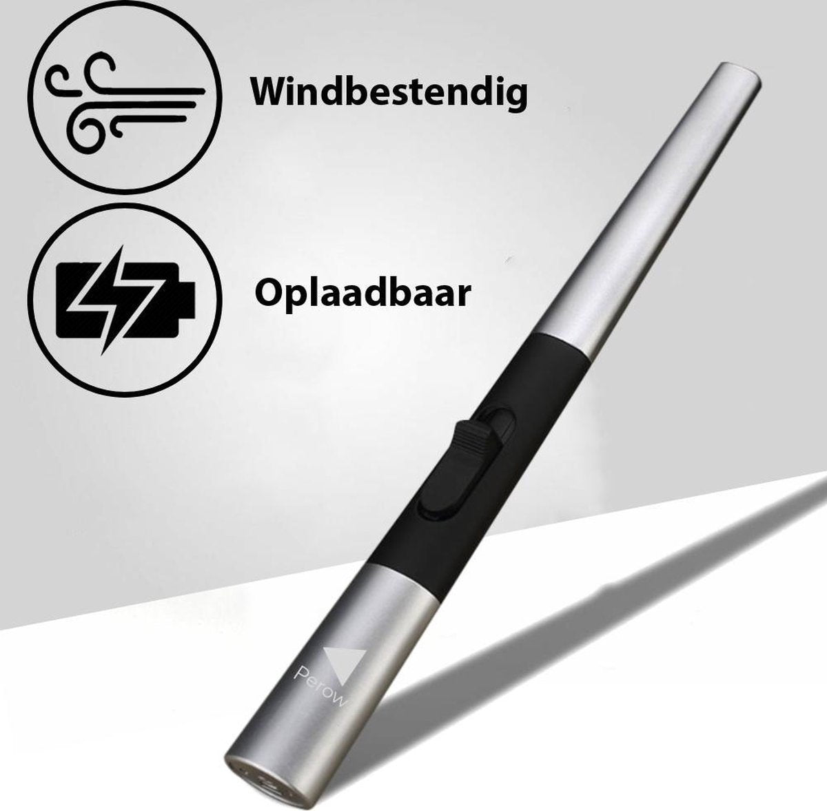 Oplaadbare Lange Elektrische Aansteker  - Duurzame Plasma Aansteker – Luxe Aansteker - Inclusief Cadeauverpakking - BBQ – Kaarsen - Zilver