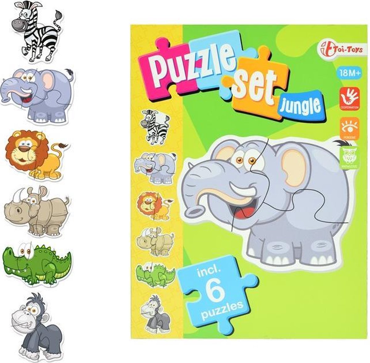 Toi-toys Legpuzzel Set Jungle Junior Hout 15 Stukjes