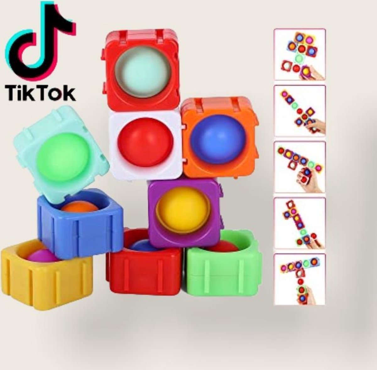 8 Stuks Grote Simple Dimple - Fidget toy - Popit - spel - puzzel - Speelgoed - Diy Bouwstenen - Gezien op Tiktok.