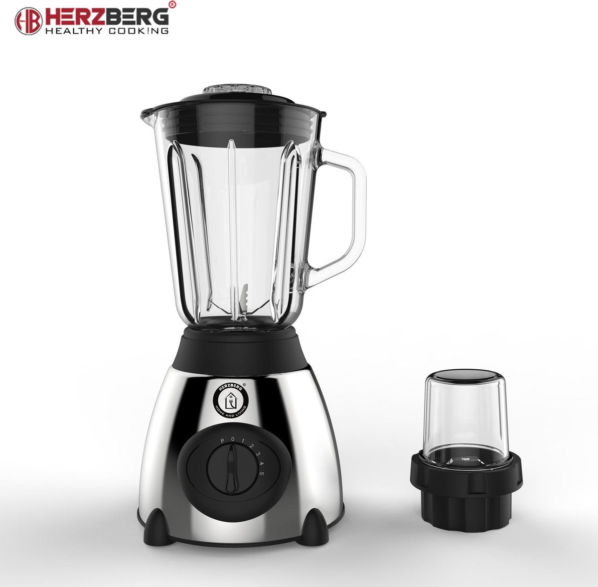Herzberg: 2 in 1 Krachtige Blender - Grinder - Zilver - 700W - 1