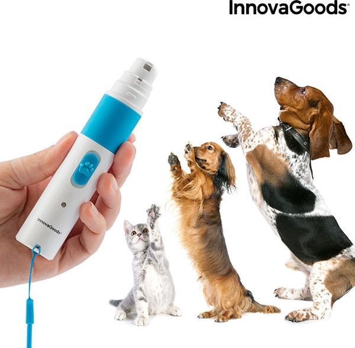 INNOVAGOODS OPLAADBARE HUISDIEREN NAGELVIJL - Nagelschaar hond – Oplaadbare nagelschaar - Ultra stil - Nagelvijl - Nagelslijper voor huisdieren - Nagelschaar huisdier - Veilige nagelvijl huisdieren - Nageltang voor huisdieren - Nagelvijl huisdier