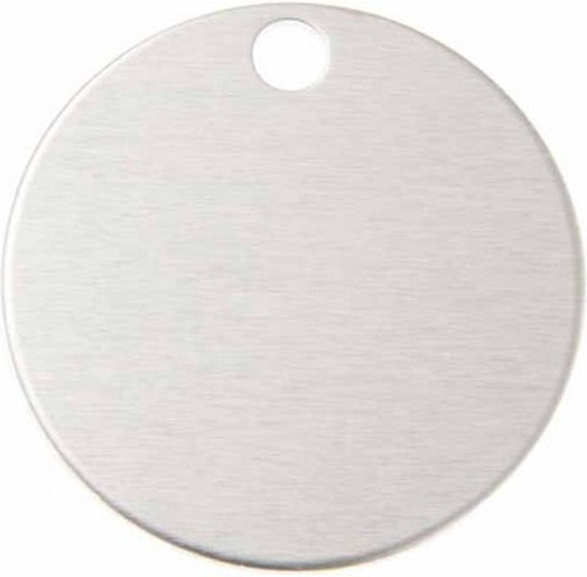 Hondenpenning Rond met gat groot zilver | 1 zijde graveren | Ø 32 mm