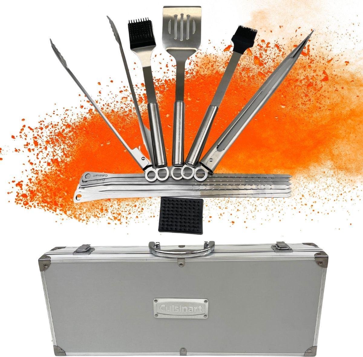 Cuisinart - BBQ accesoires – BBQ set – Barbeque Accesoires – Barbecue - 13 delig in luxe koffer – inclusief schoonmaakspullen