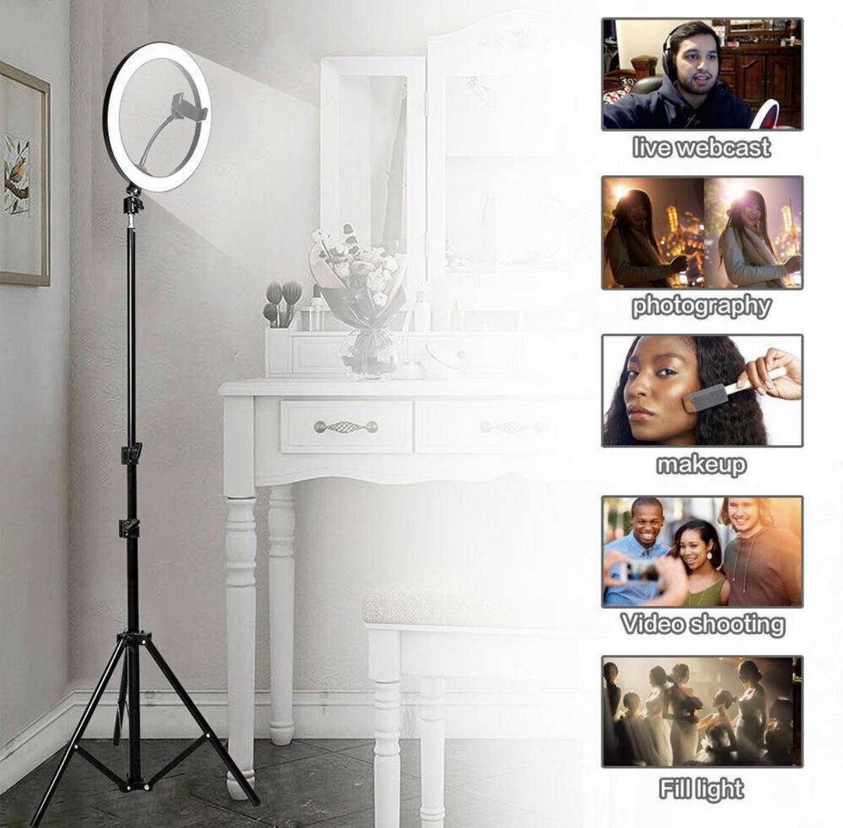 Tripod Camera Statief 2M met Ring Lamp