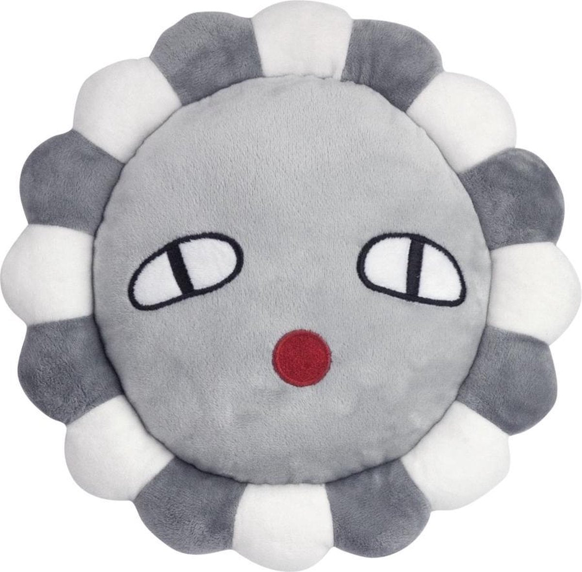 Luckyboysunday Kussen Bloem 33 Cm Pluche Grijs