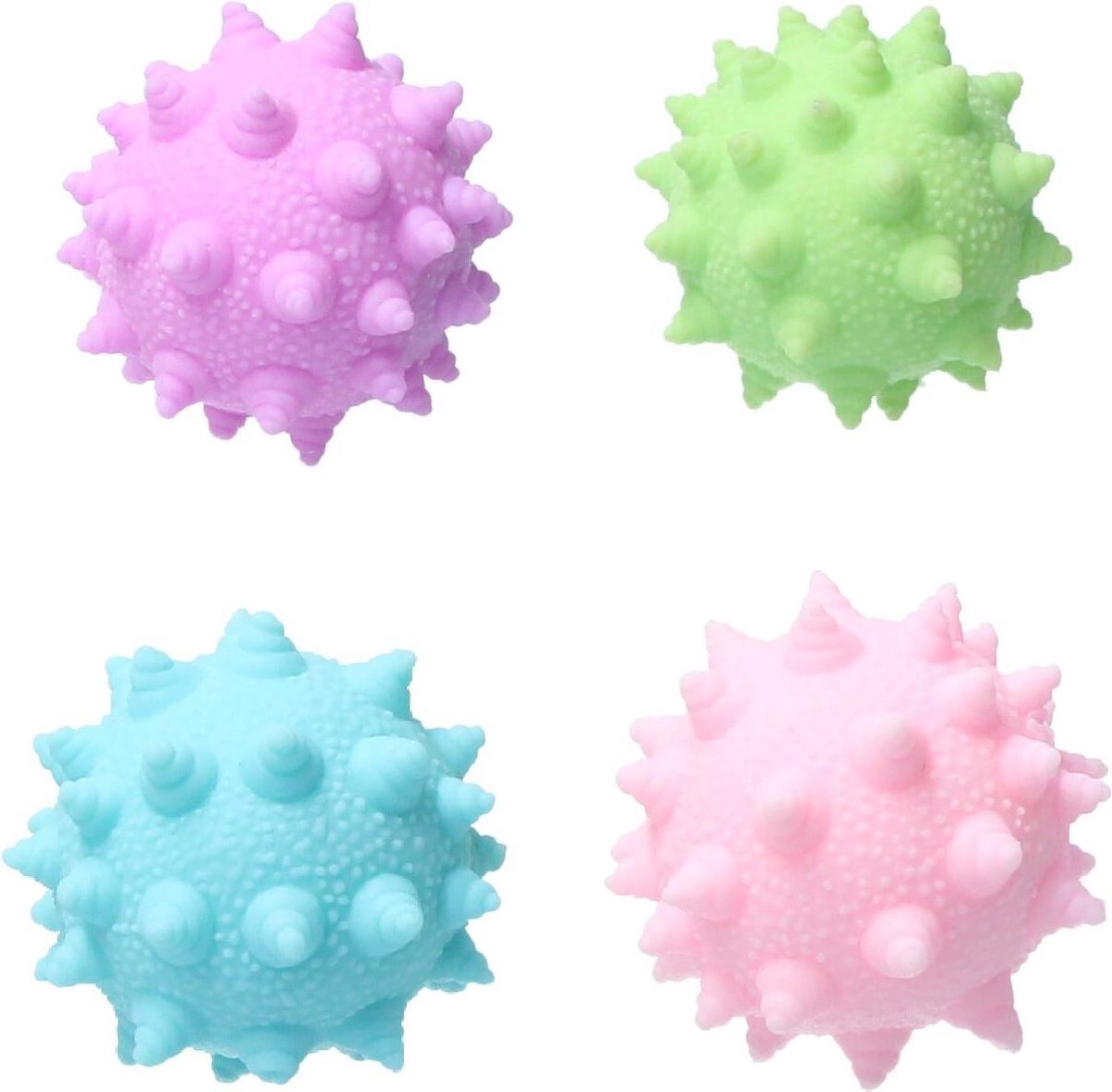 Banzaa Stressbal Anti Virus Pastel Roze - Paars- Blauw- Groen 4 stuks