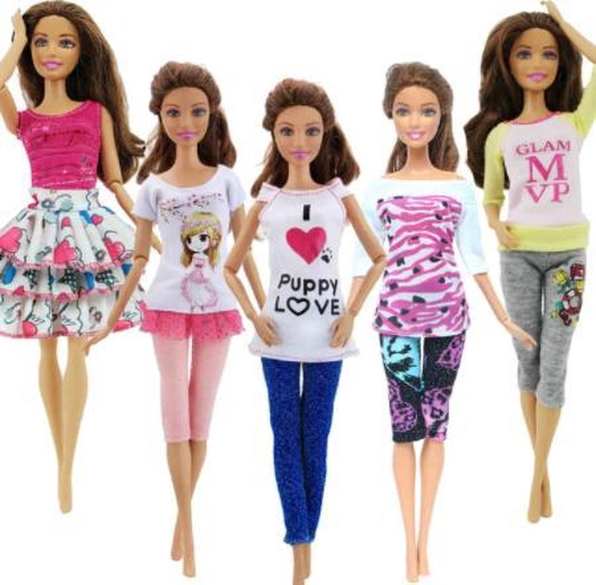 EPIN | Barbie Kleding Set | Poppenkleding | Kleertjes | Poppenkleertjes | Barbie Accessoires | Geschikt Voor Barbie Poppen | 5 Delige Set Met Complete Outfits