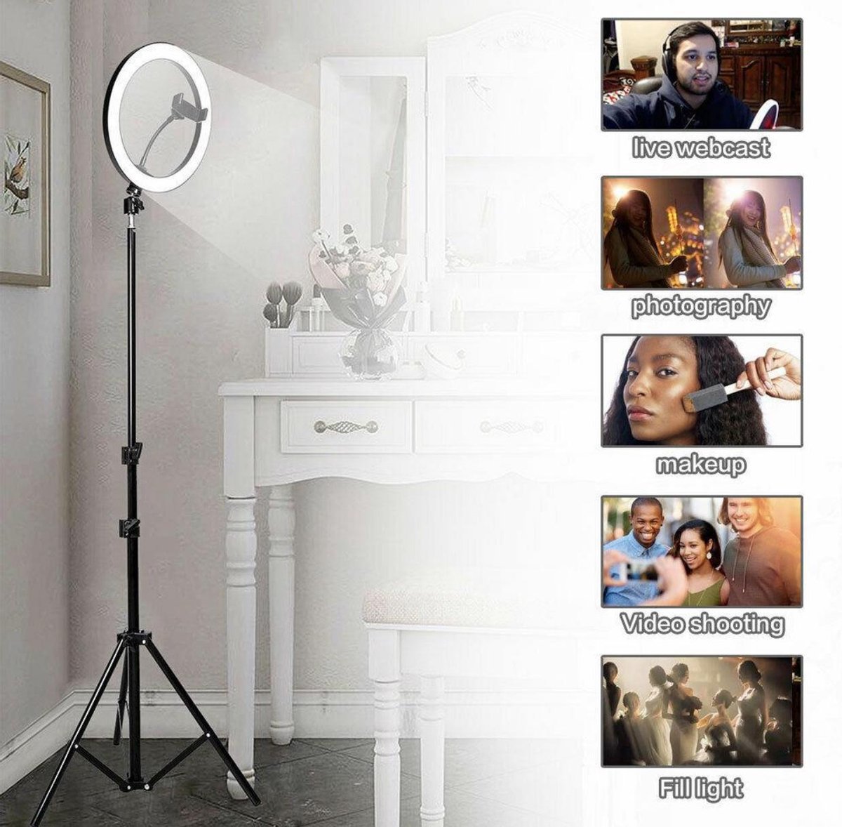 Tripod Camera Statief 2M met Ring Lamp