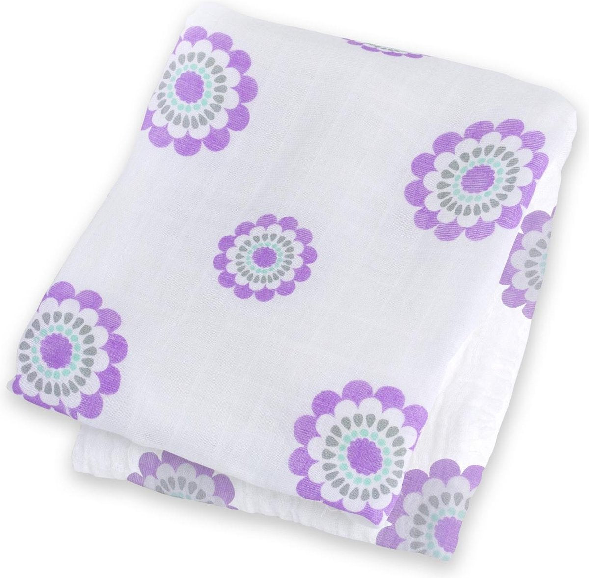 Lulujo swaddle 70% bamboo/30% katoen 120x120 cm - Lavender Medaillon