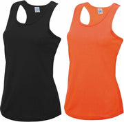 Voordeelset -  oranje en zwart sport singlet voor dames in maat Medium - Dameskleding sport shirts