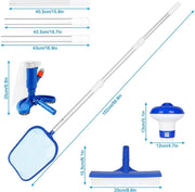 Zwembadreiniging Set | 6-delig | Zwembadaccessoires | Zwembad Onderhoud | Blauw | Aluminium | Kunststof