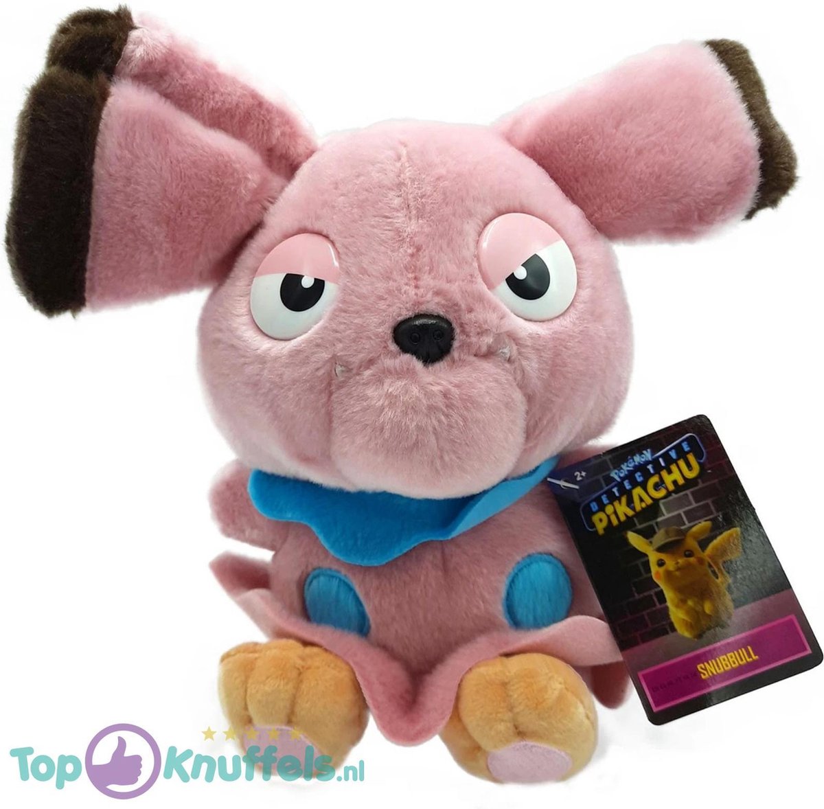 Snubbull Pokemon Detective Pluche Knuffel 25 cm + 3 Pokémon Stickers | pokemon go plush peluche sword shield speelgoed | Knuffeldier Knuffelpop Pokémon | Best friend from Pikachu Eevee Snorlax Charmander Charizard Squirtle Munchlax Bulbasaur