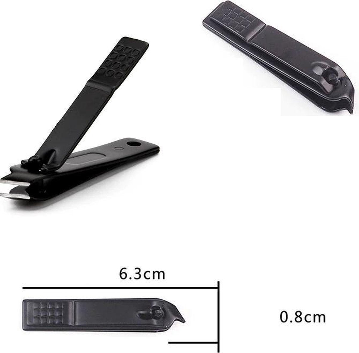 Stijlvolle premium zwarte rechte nagelknipper - 8 mm breed - 6.3 cm lang - Hoogwaardig staal