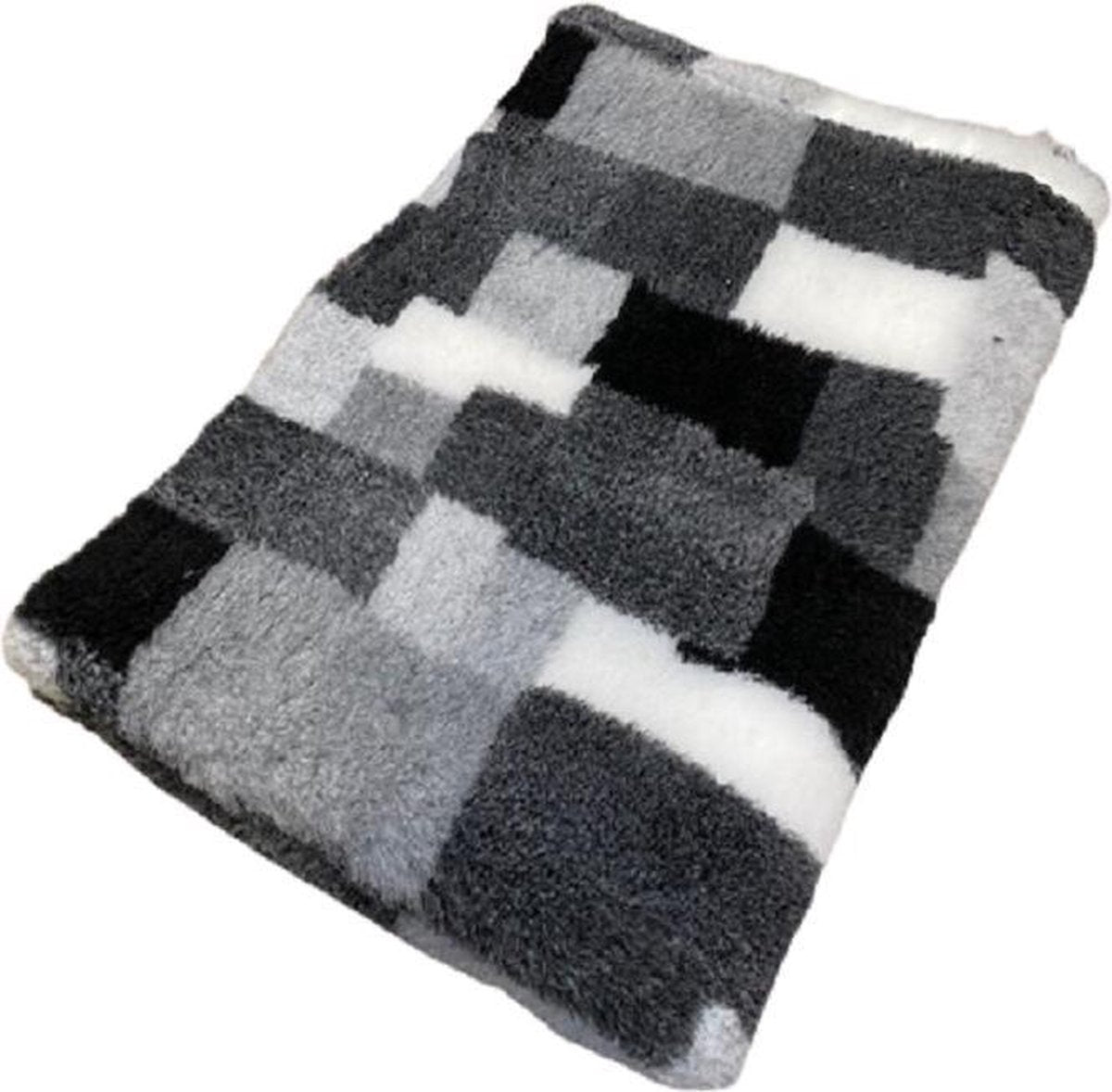 2 Stuks - Vetbed - Hondenkleed - Dierenkleed - Dierenmat - Patchwork Zwart Grijs Antraciet Wit latex anti slip 75 x 50 cm - Machine wasbaar